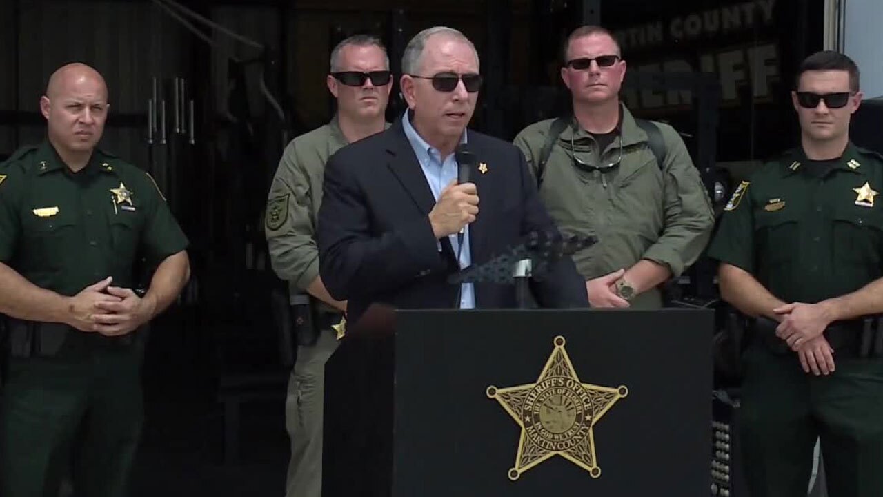 Sheriff William Snyder speaks on the unveiling of new helicopter on Sept. 14, 2021