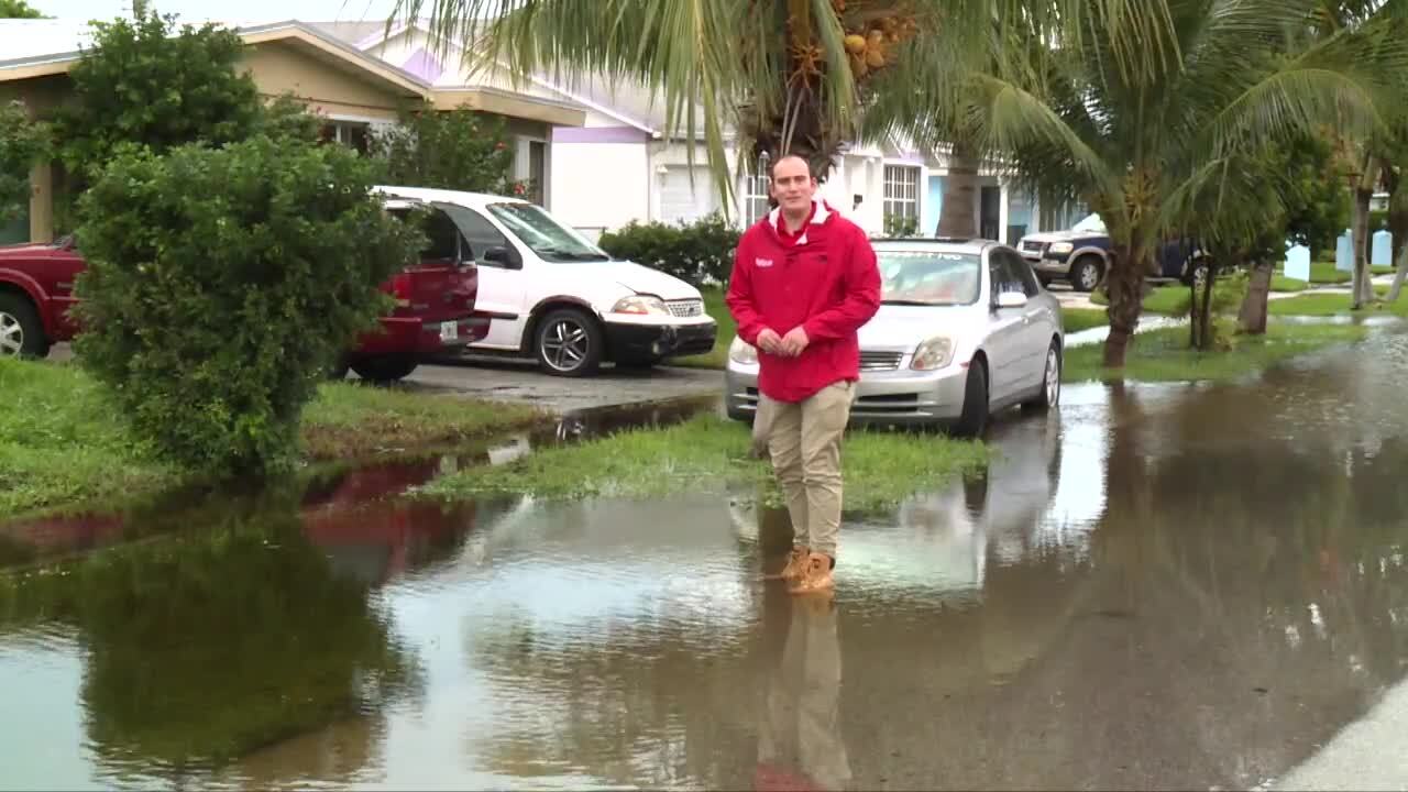 Flooding on Mangonia Circle in West Palm Beach. Oct. 1, 2023