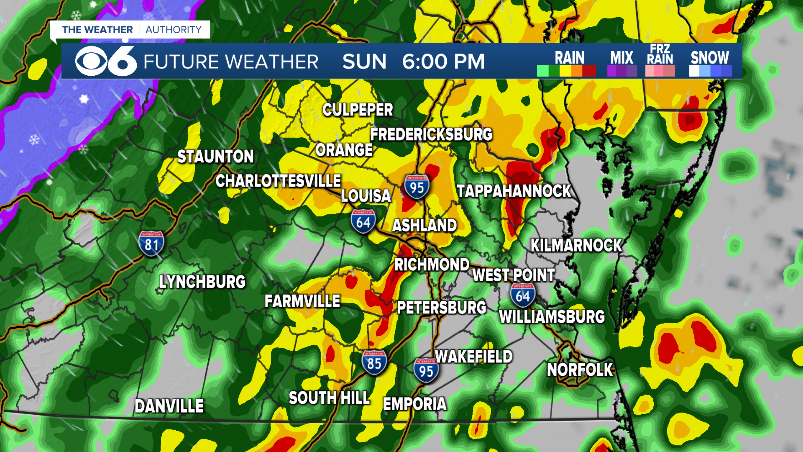 Heavy rainfall Sunday into Sunday night, severe weather possible