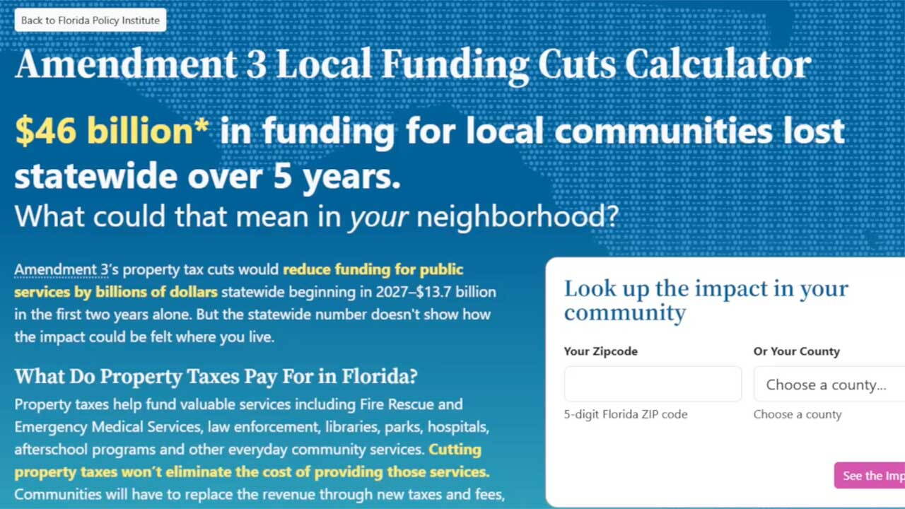 Florida Policy Institute launches 'Local Funding Cuts Calculator' to show impact if Amendment 3 passes