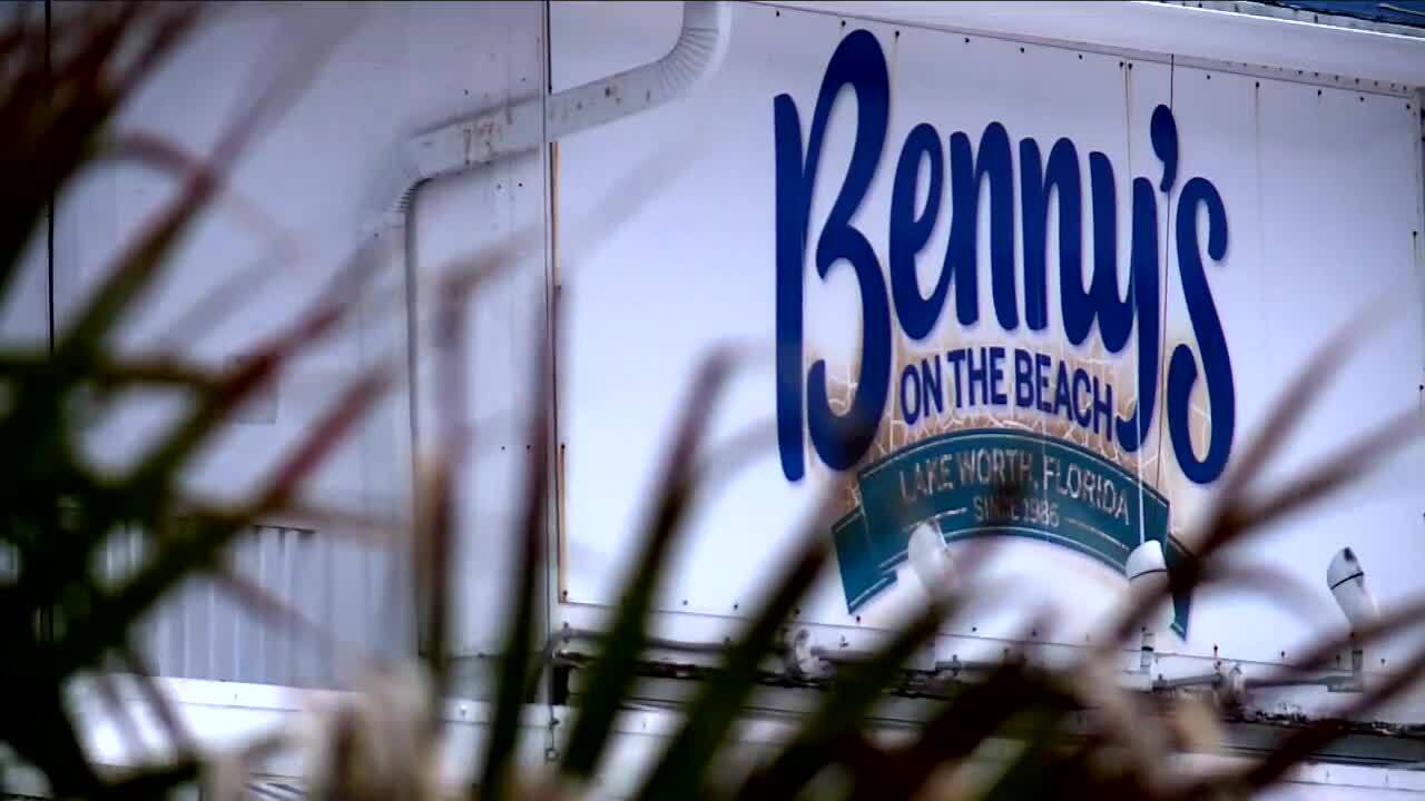 Benny's on the Beach sign at Lake Worth Beach, April 19, 2023