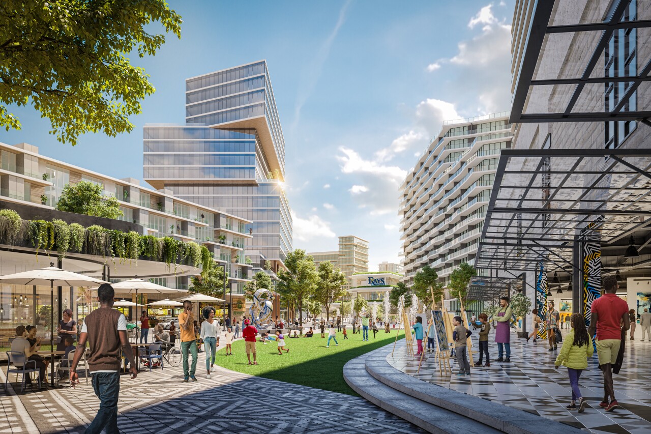 Artist rendering of area around Tampa Bay Rays new stadium
