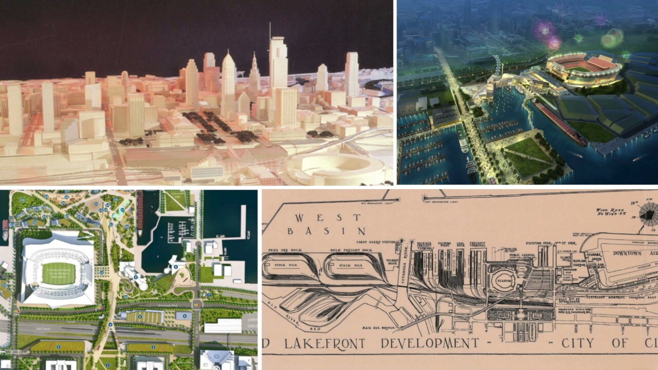 Cleveland has been trying to reimagine its downtown lakefront for more than a century. These images show just a few examples of largely unrealized development plans.