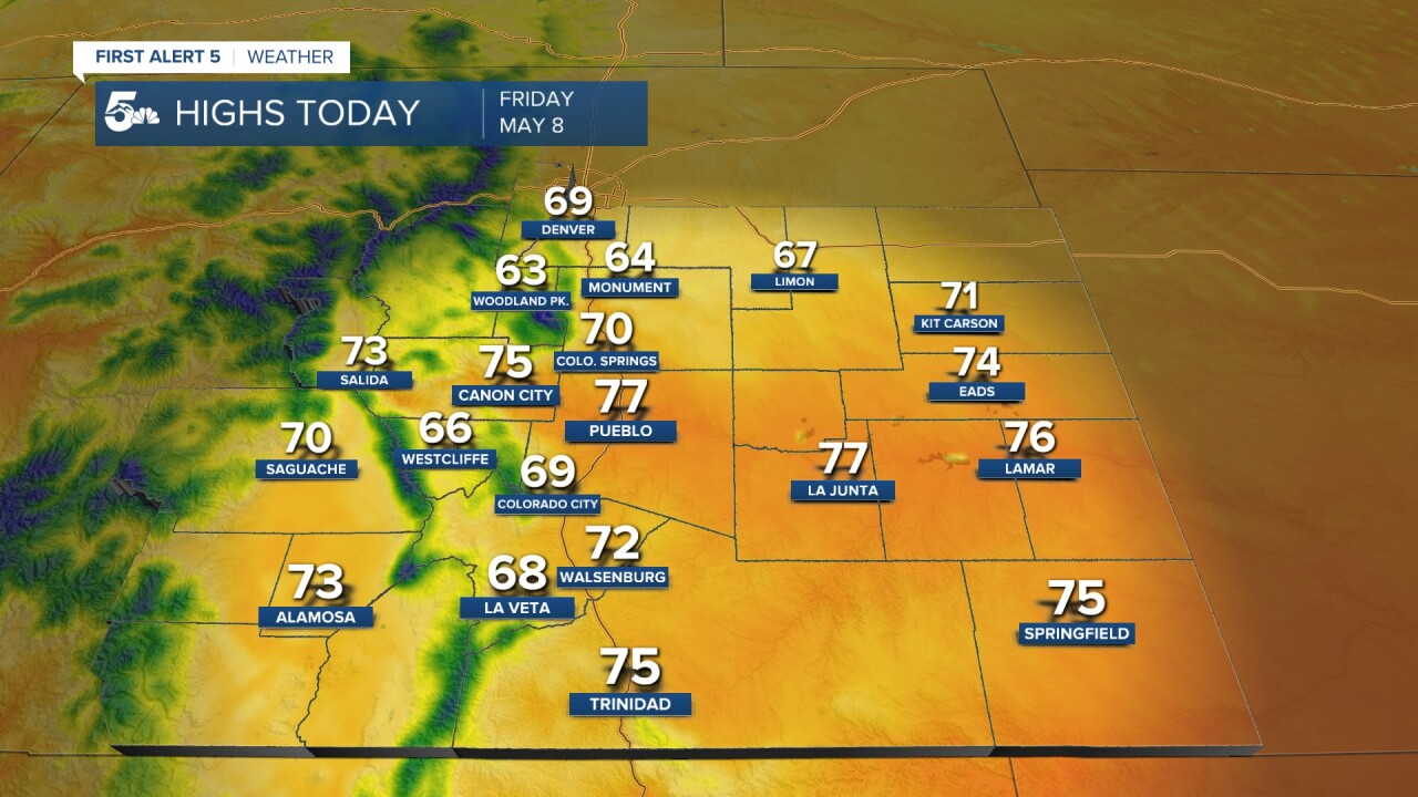 Sunshine and 70s on Friday in southern Colorado