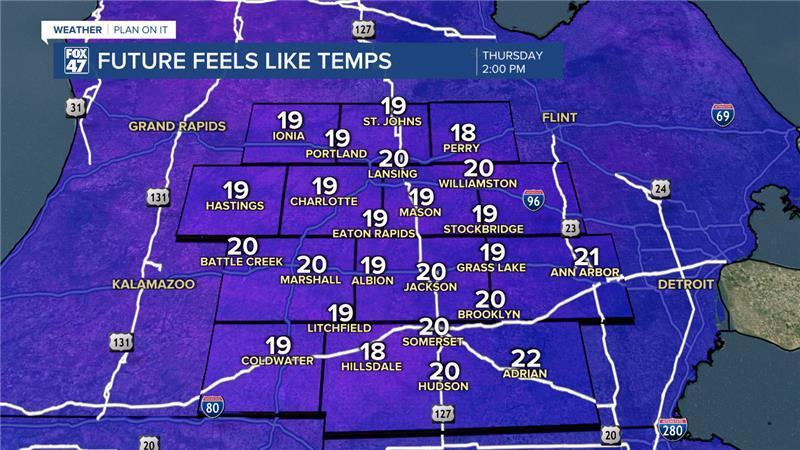 Feels like temperatures for Thanksgiving fall into the upper teens/lower 20's today so make sure to bundle up