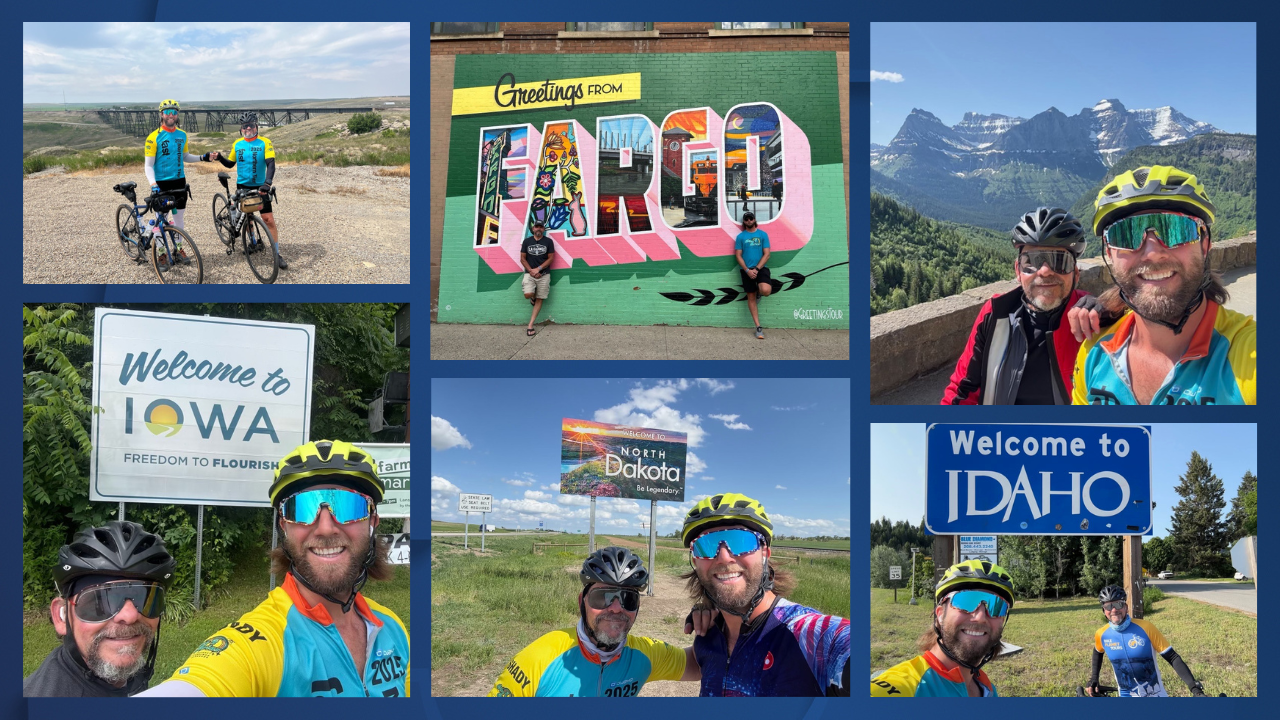 A collage of places Charlie and Todd and their journey