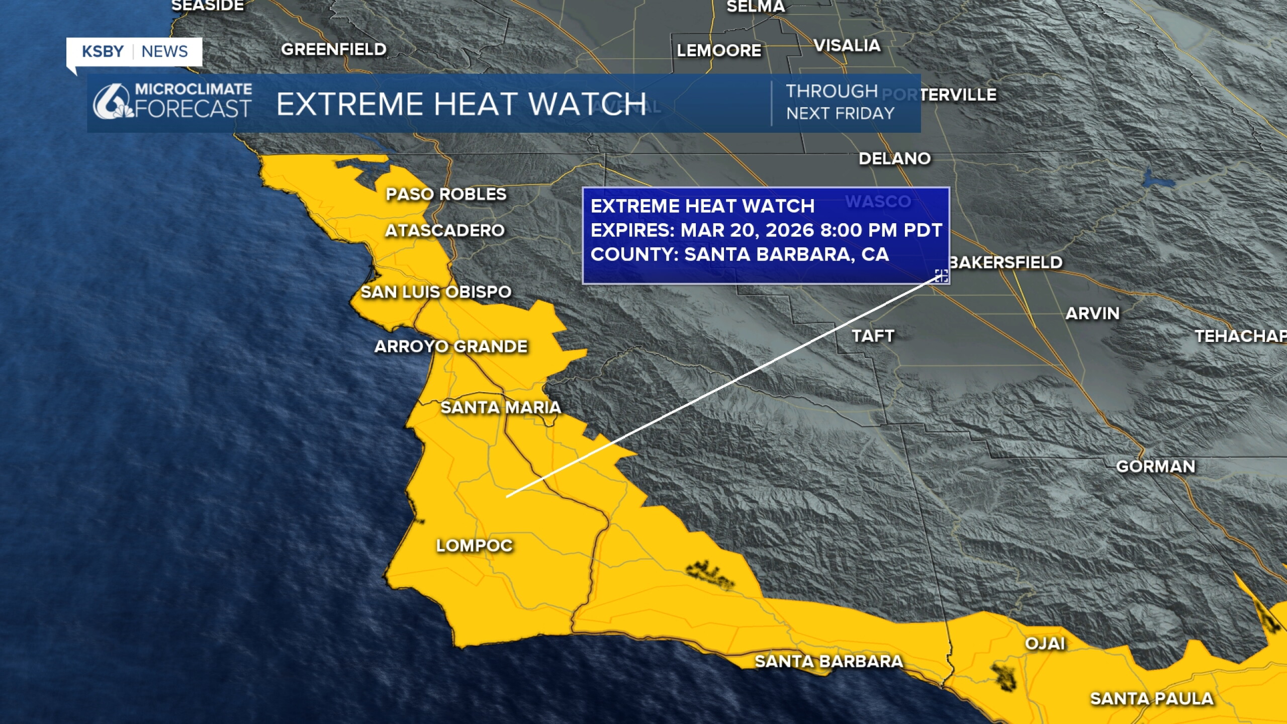 An Extreme Heat Watch has been issued Monday through Friday next week