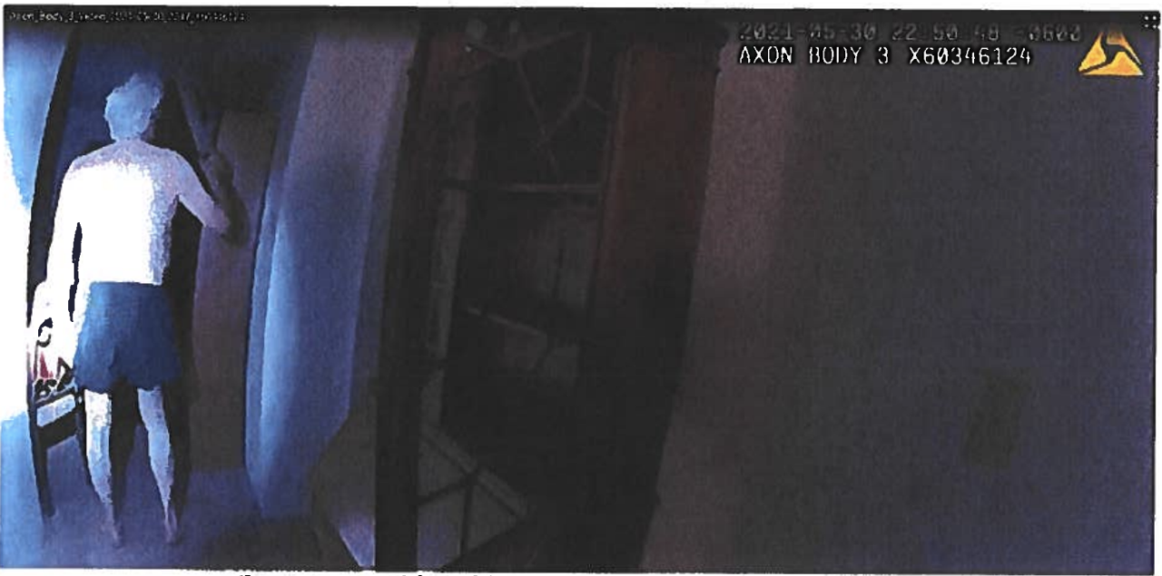 Nicholas Hanning assault charge_body camera_Clark putting sword up