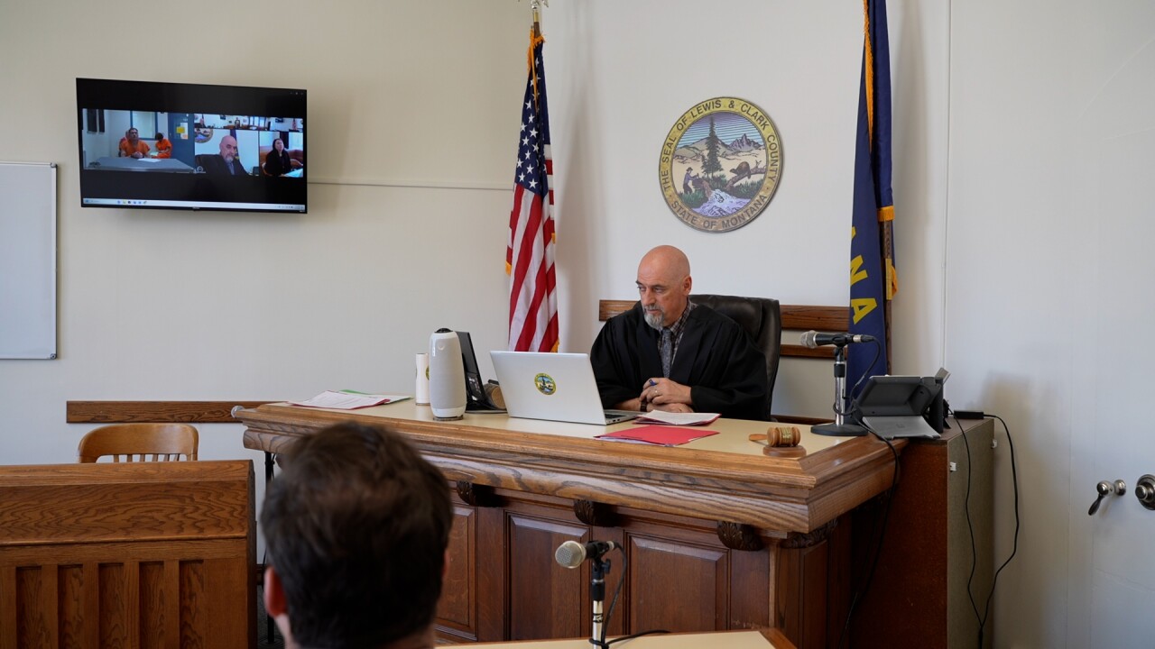 Wide shot of courtroom