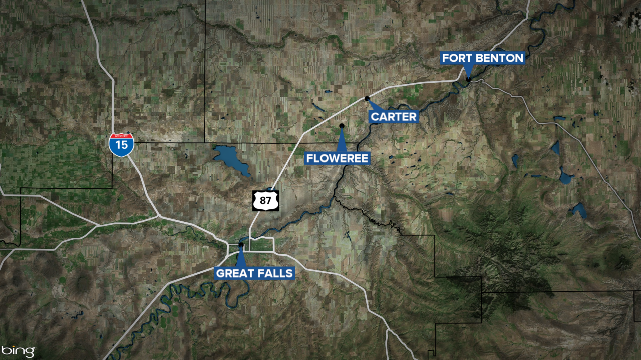 Fire burning between Great Falls and Fort Benton