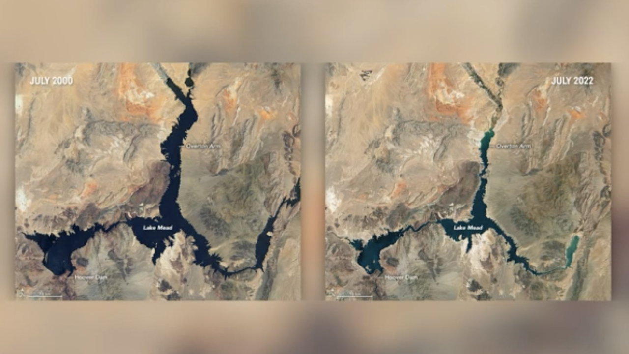Lake Mead drought NASA satellite images