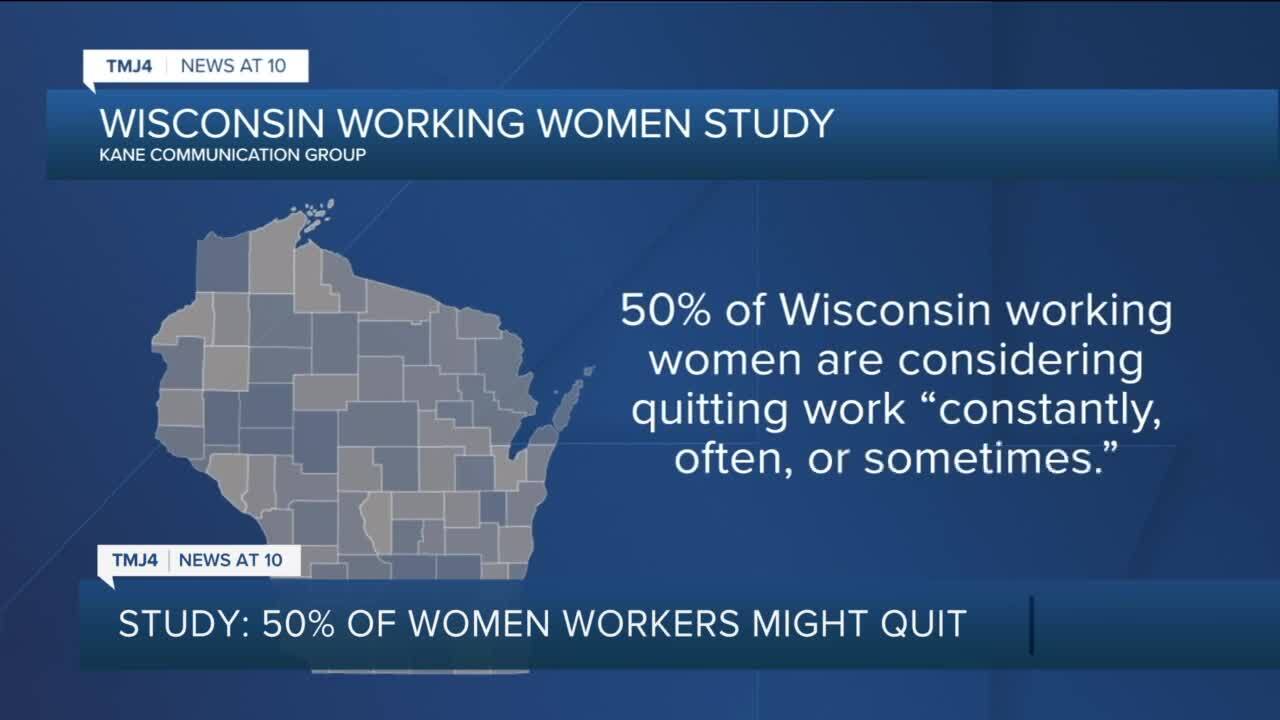 Fifty percent of female workers in the state revealed they're considering quitting their current jobs.