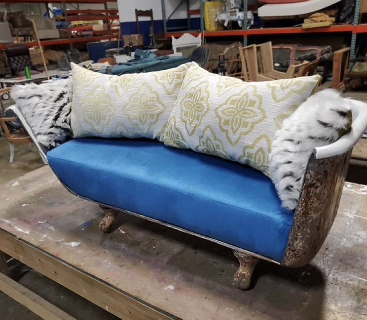 Couch made out of a tub