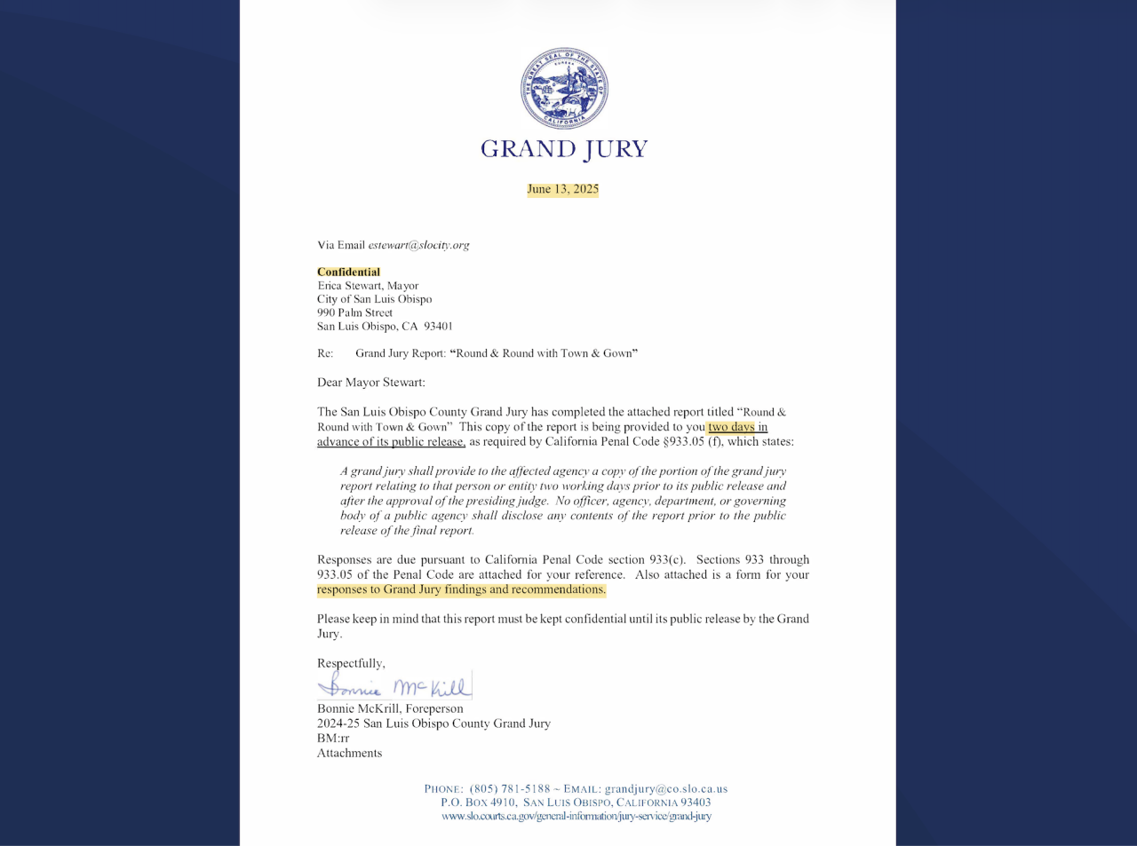 Grand Jury Letter to Mayor of SLO June 13 2025.png