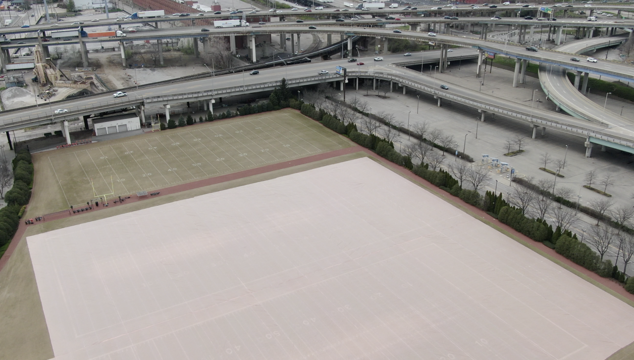 The Cincinnati Bengals current outdoor practice facility near Paul Brown Stadium.