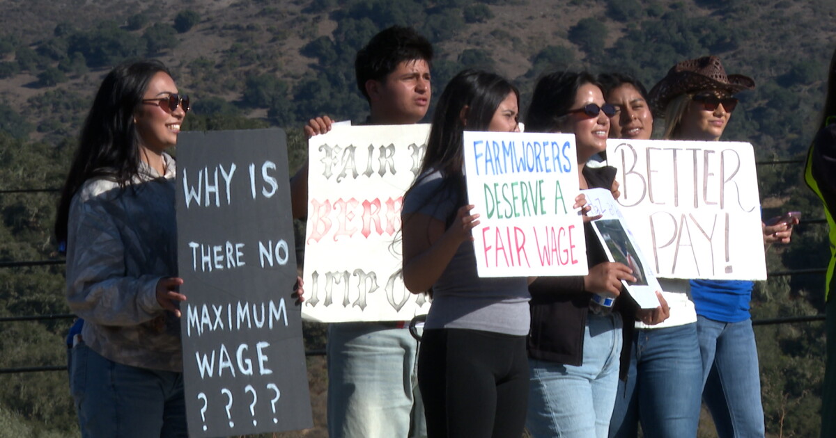 Farmworkers rally outside Lompoc winery festival, demanding $26 an hour and fair recognition