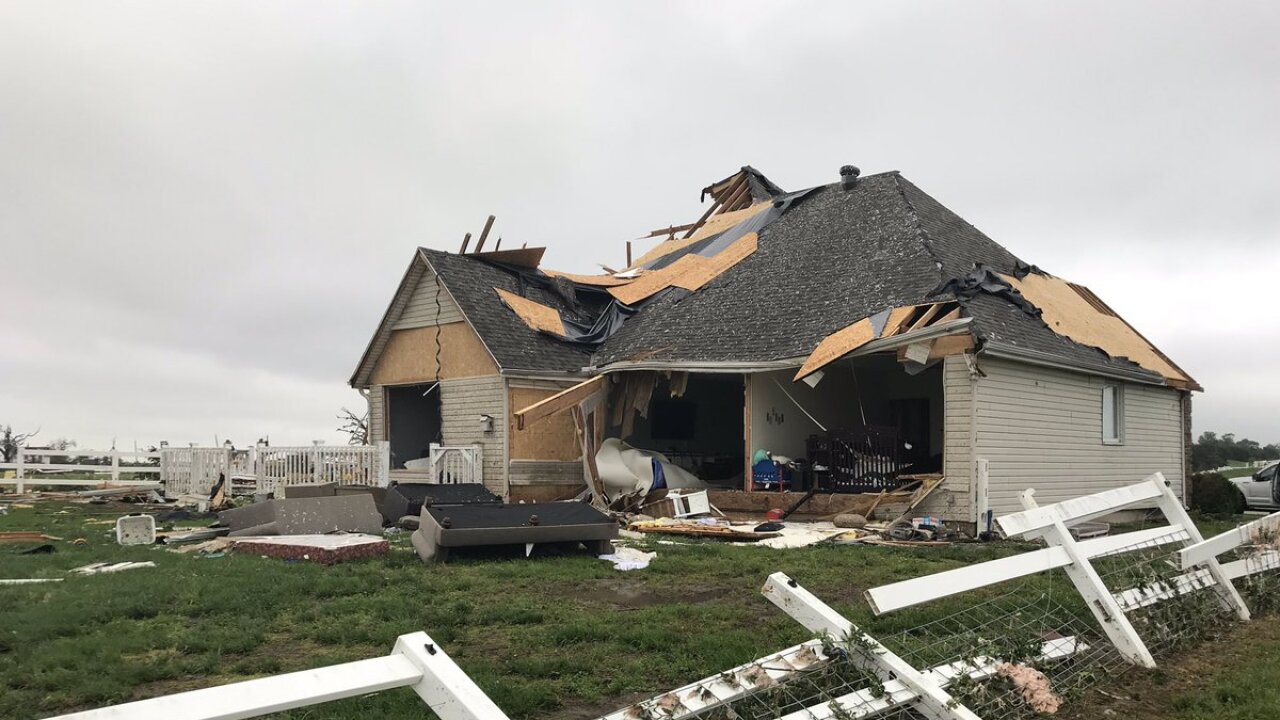 Apparent tornado rips through Linwood, cutting off power and destroying