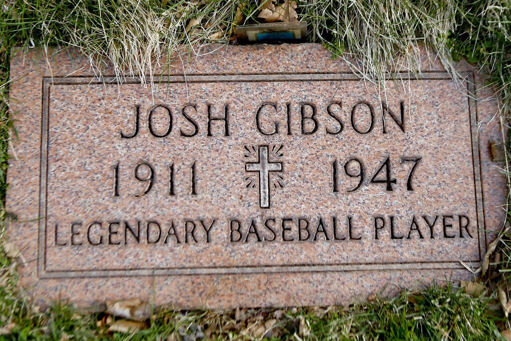 The gravestone for baseball player Josh Gibson.