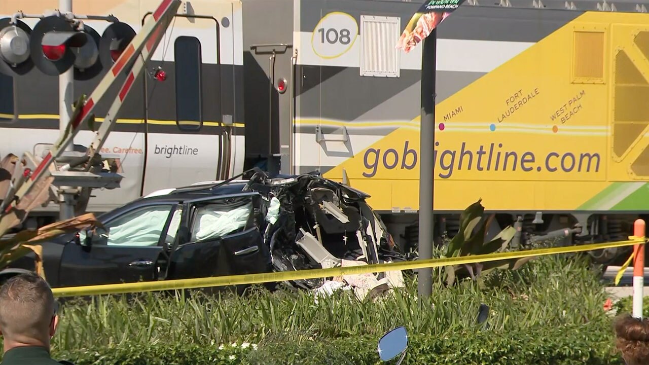 Car damaged from Brightline crash in Pompano Beach, Nov. 8, 2021