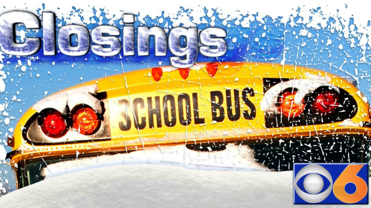 Virginia snow closings and delays for Monday