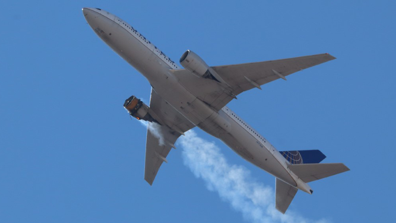 United Airlines grounds its fleet of Boeing 777 airplanes powered with type of engine on Flight 328