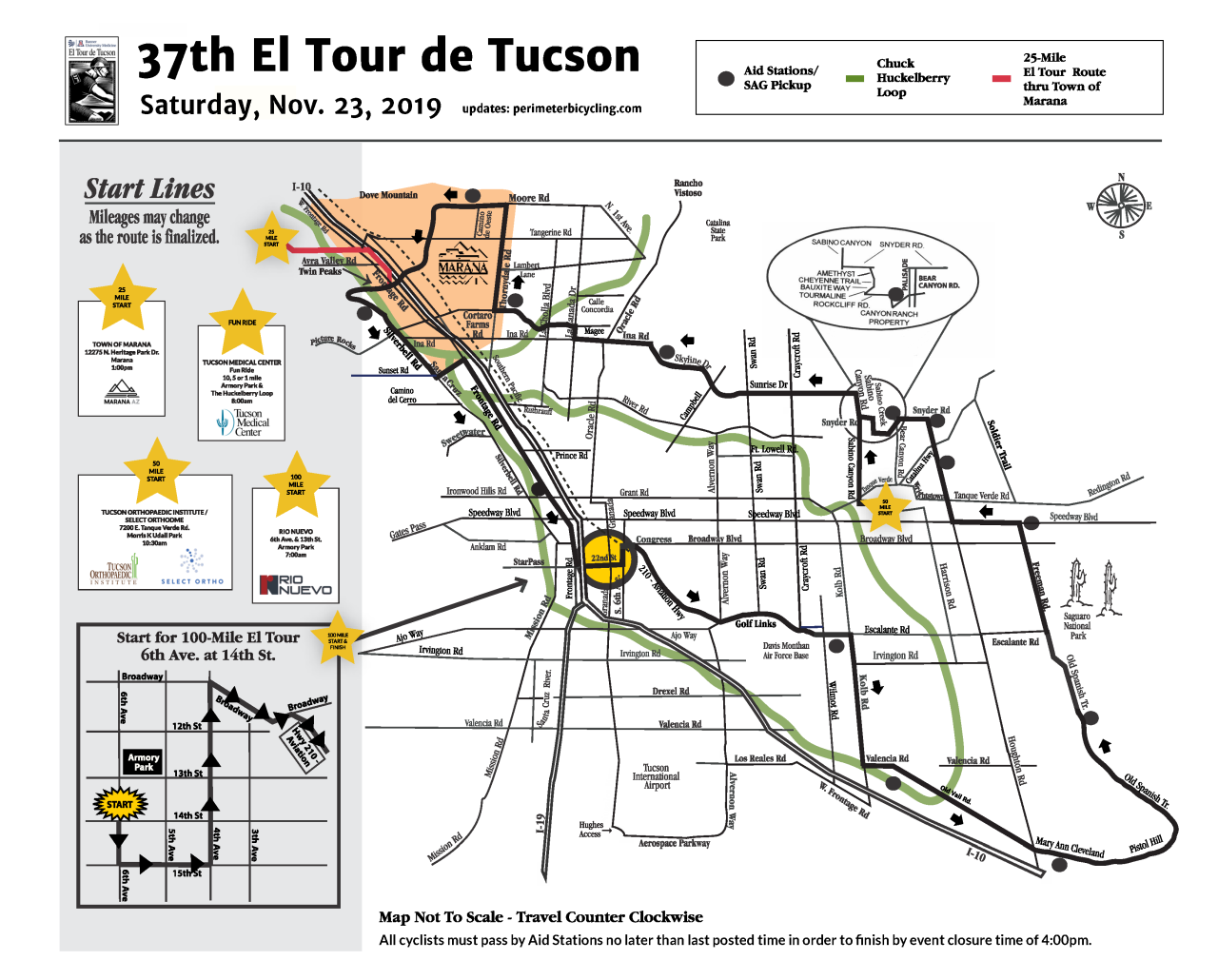 El Tour de Tucson Map