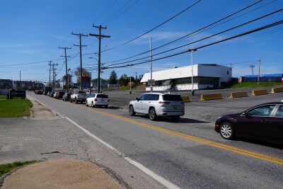 Cars lining up on Ebenezer Road in White Marsh