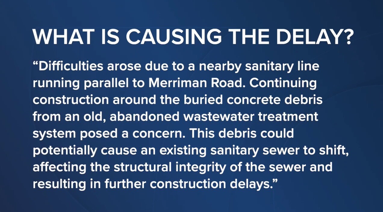 Residents frustrated over delayed construction on Merriman Road