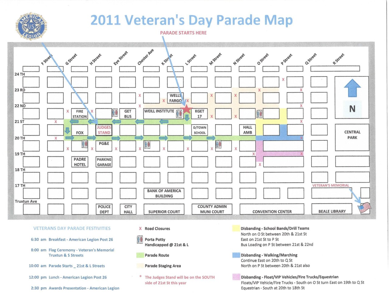 2021 Bakersfield Veterans Day Parade Route