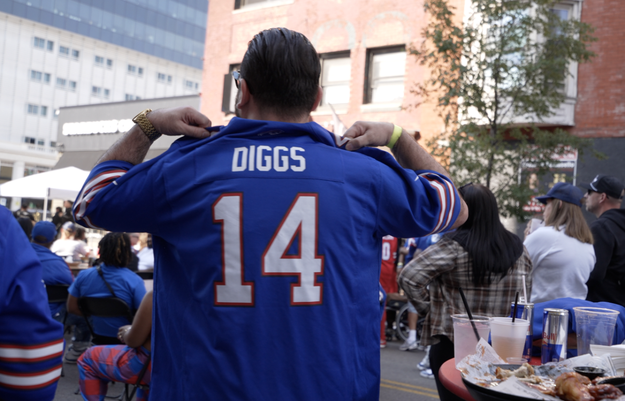 Jonathan Jusino wearing his Diggs jersey with pride
