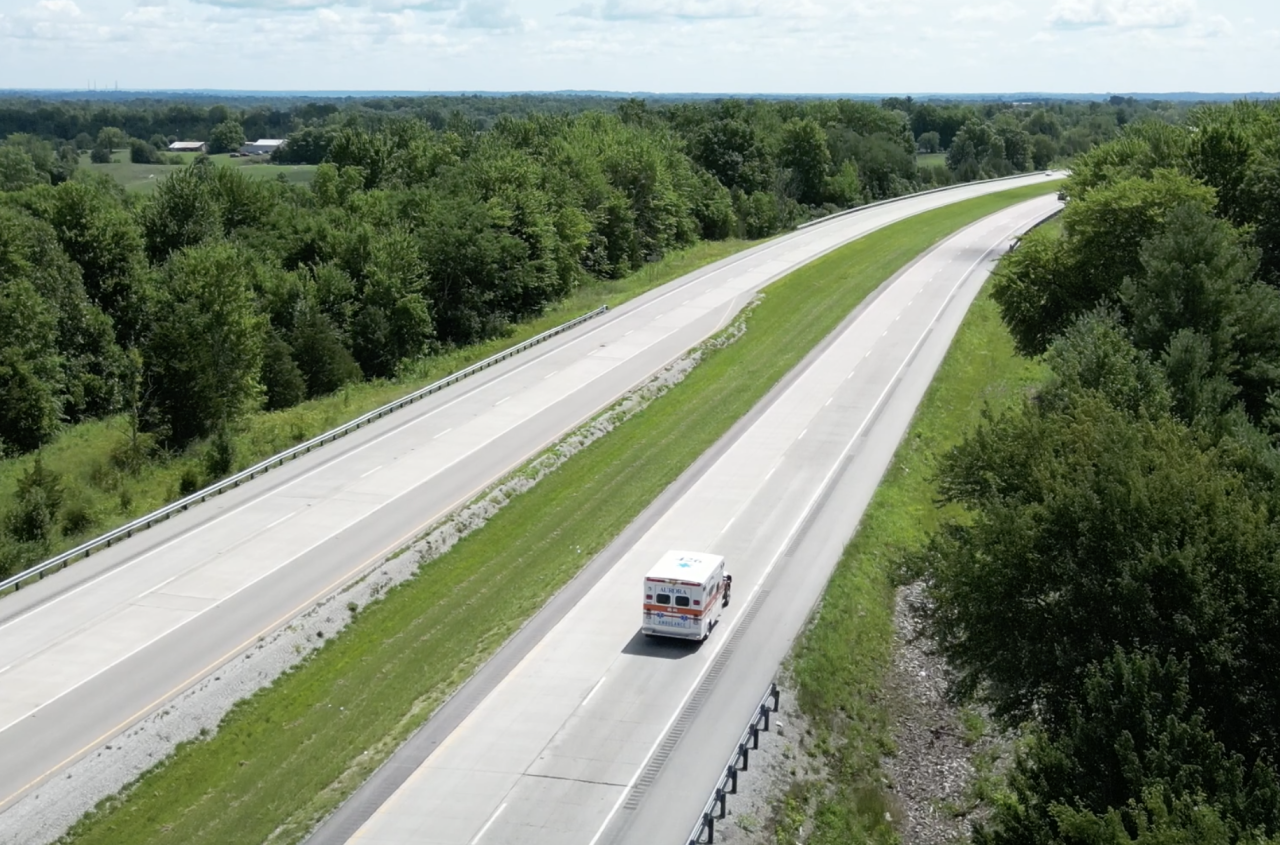 An Aurora ambulance returns home from a 20 mile round trip to Dillsboro