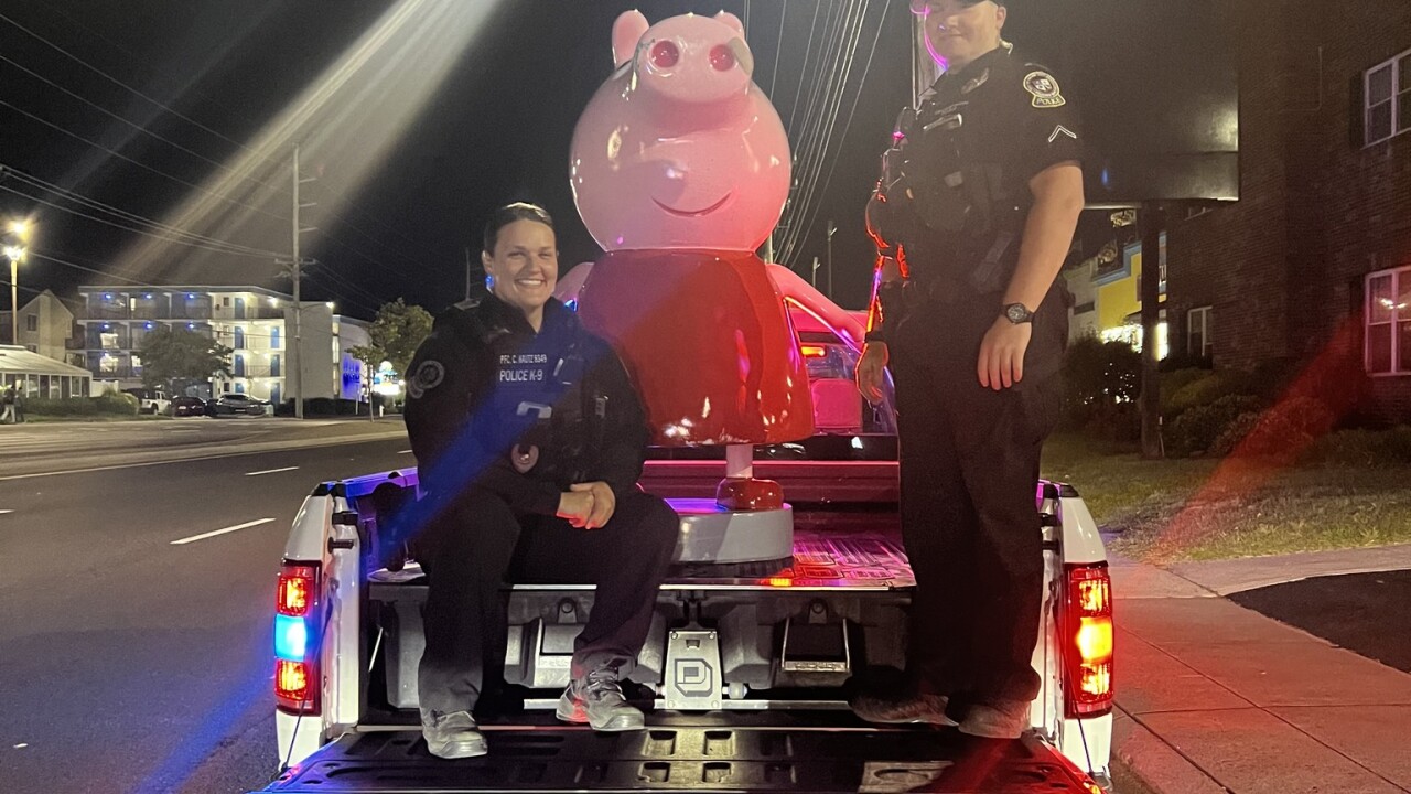 Ocean City police with Peppa Pig statue