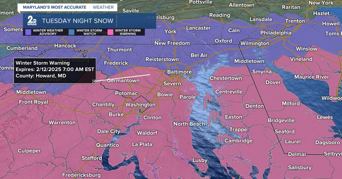 Winter Storm Warning Issued for parts of the Baltimore Metro This Week