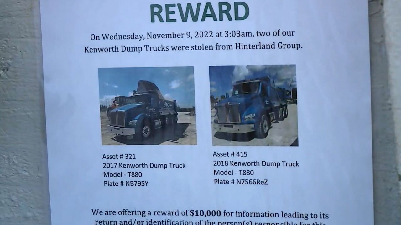 Stolen dump truck reward