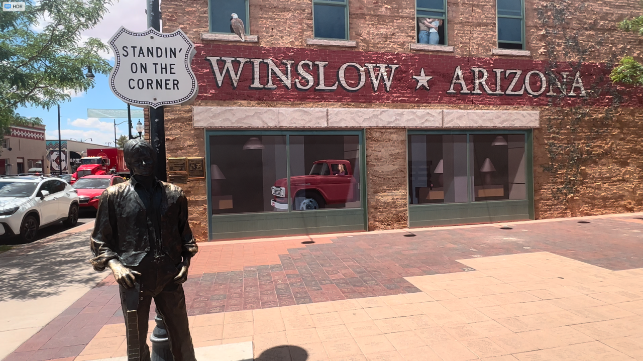 Standing on the corner in Winslow, Arizona
