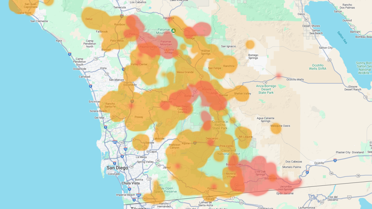 UPDATE Over 7 000 SDG E Customers Without Power As Fire Threat Persists Update Over 7 000 Sdg E Customers Without Power As Fire Threat Persists
