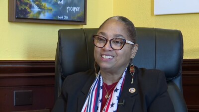 Speaker Peña-Melnyk during an interview with WMAR in January of 2026