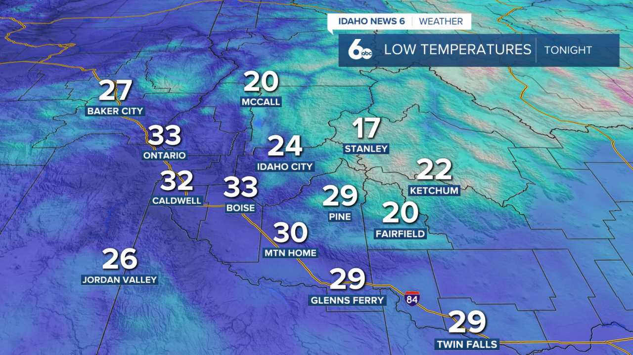 Low temperatures tonight