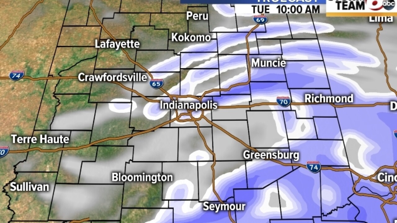 TIMELINE: When to expect snow Tuesday