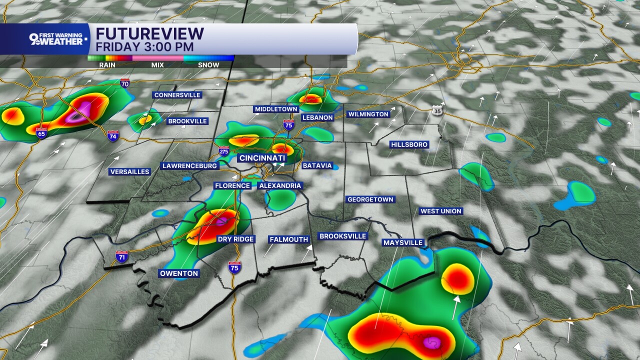 Isolated afternoon storms by 3 p.m.