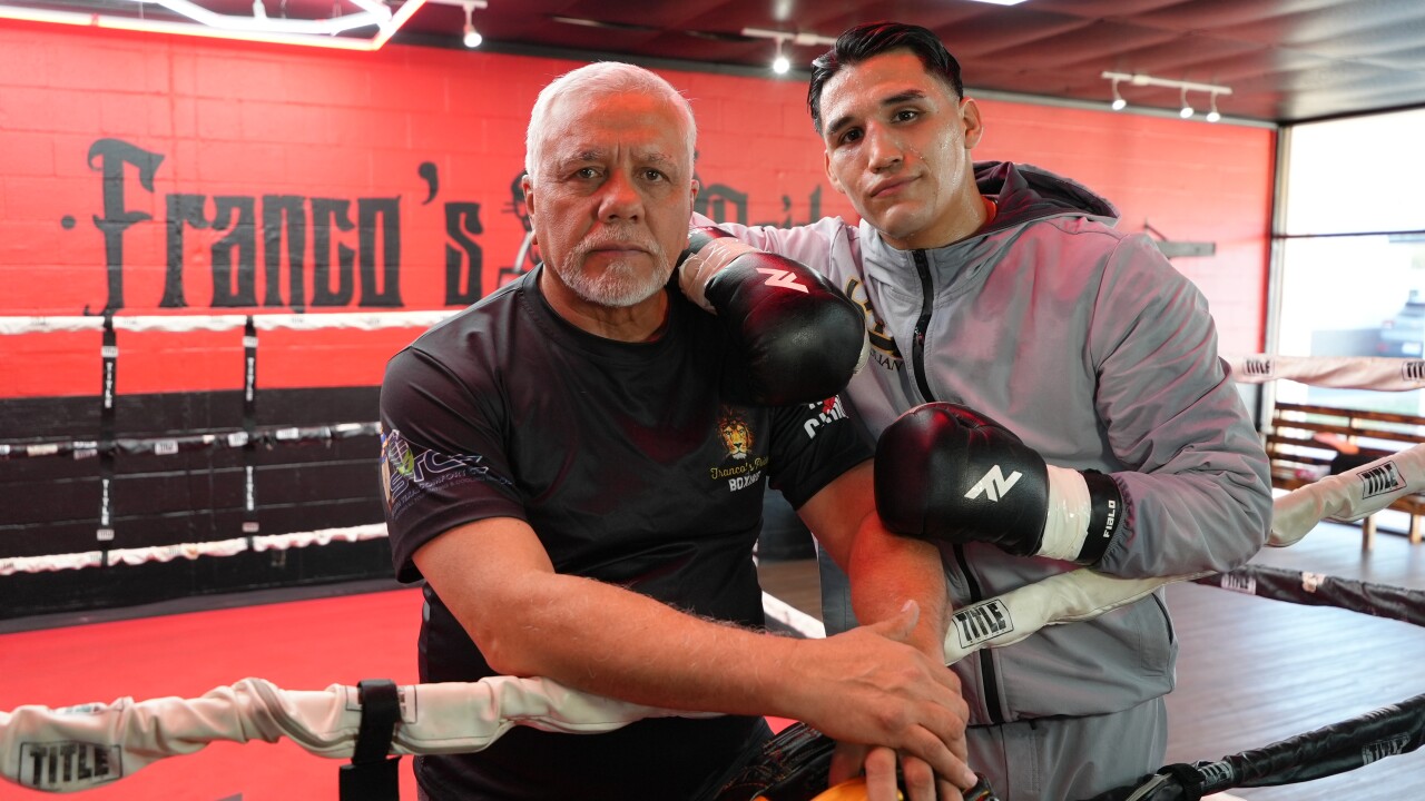 Trainer Adam Franco with pro boxer Julian Delgado