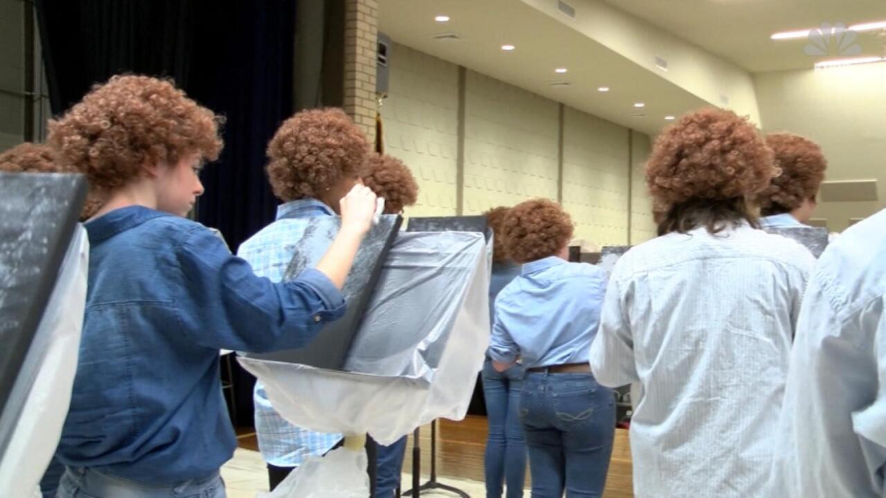 Bob Ross Mob Students Dress Like Famous Painter For Class