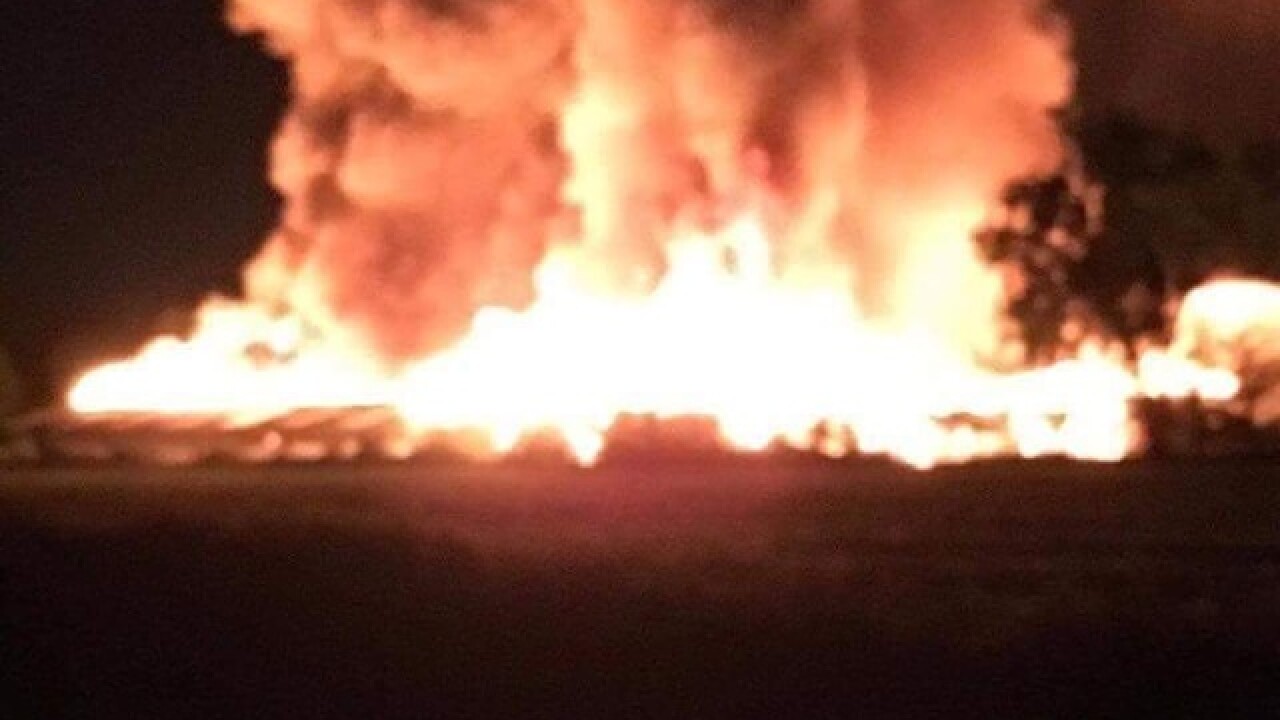 Massive fire destroys barn in Lenox, Michigan