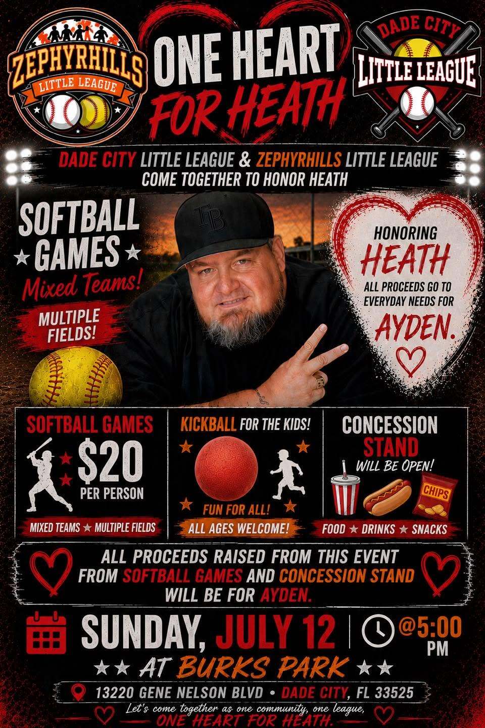 A fundraiser benefiting Ayden is planned for July 12 — a final farewell game in honor of Coach Heath.