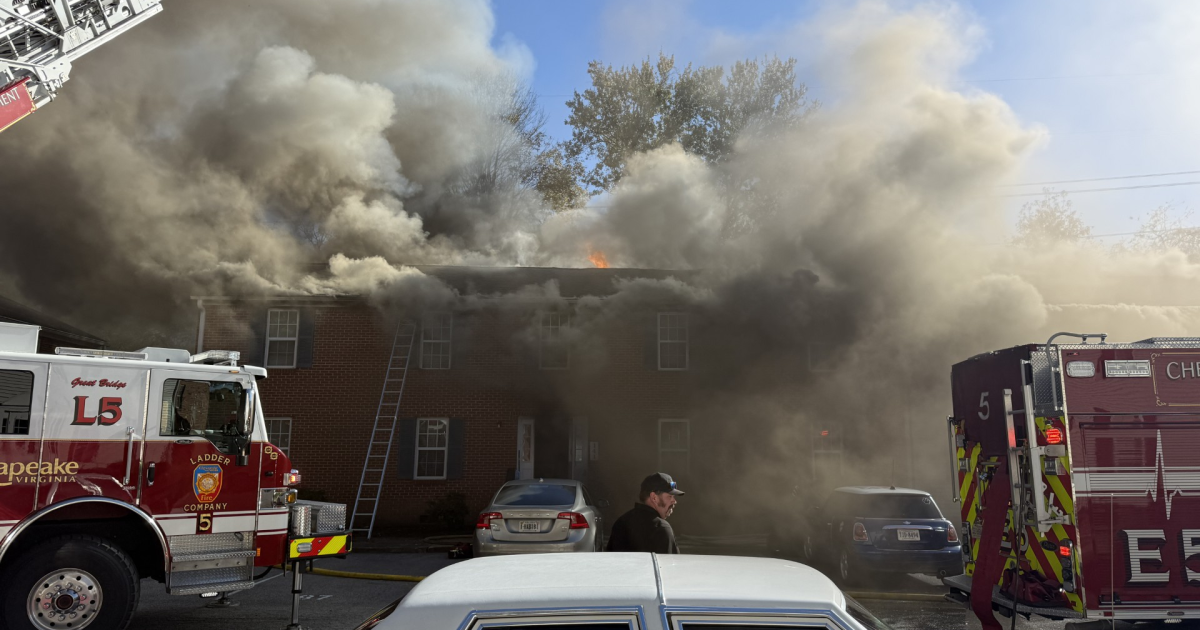 Chesapeake apartment fire displaces 14 adults, heavily damages 8 units