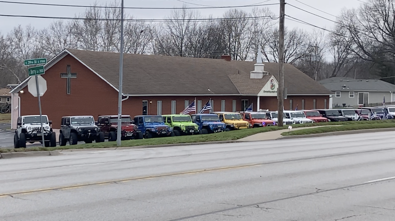 Cody Allen procession Jeeps