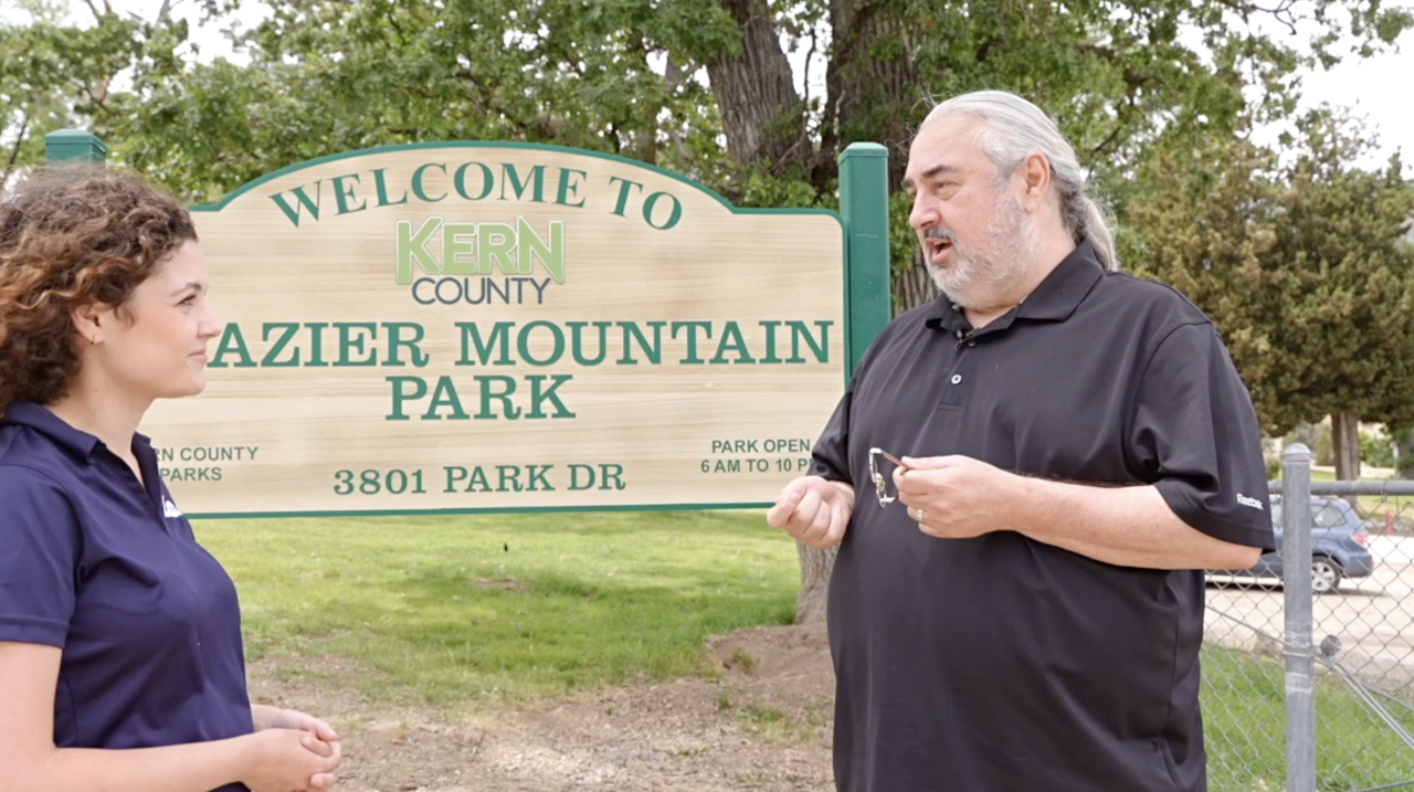 Neighborhood Reporter Avery Elowitt interviewing BJ Saidi, president of the Mountain Chambers