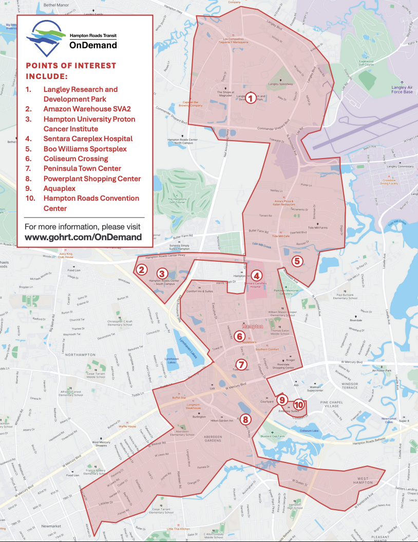 Hampton microtransit service map