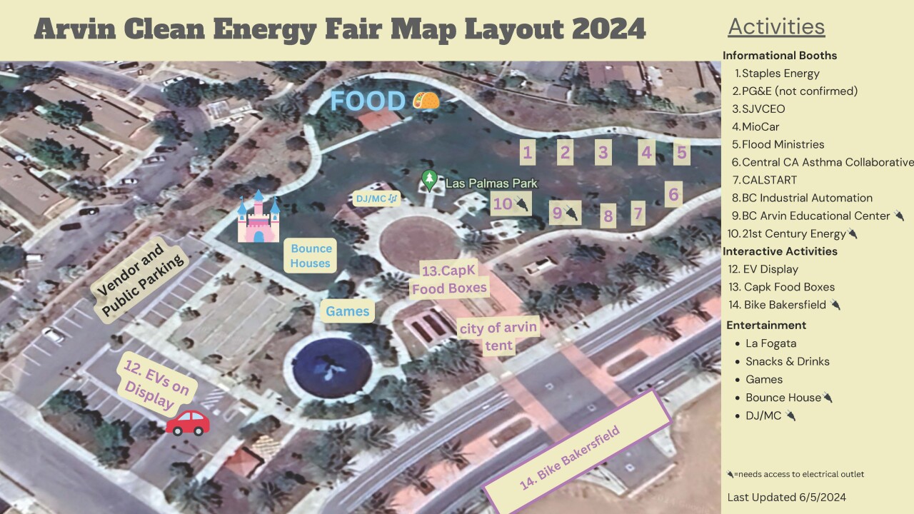 Arvin Clean Energy Fair Map Layout