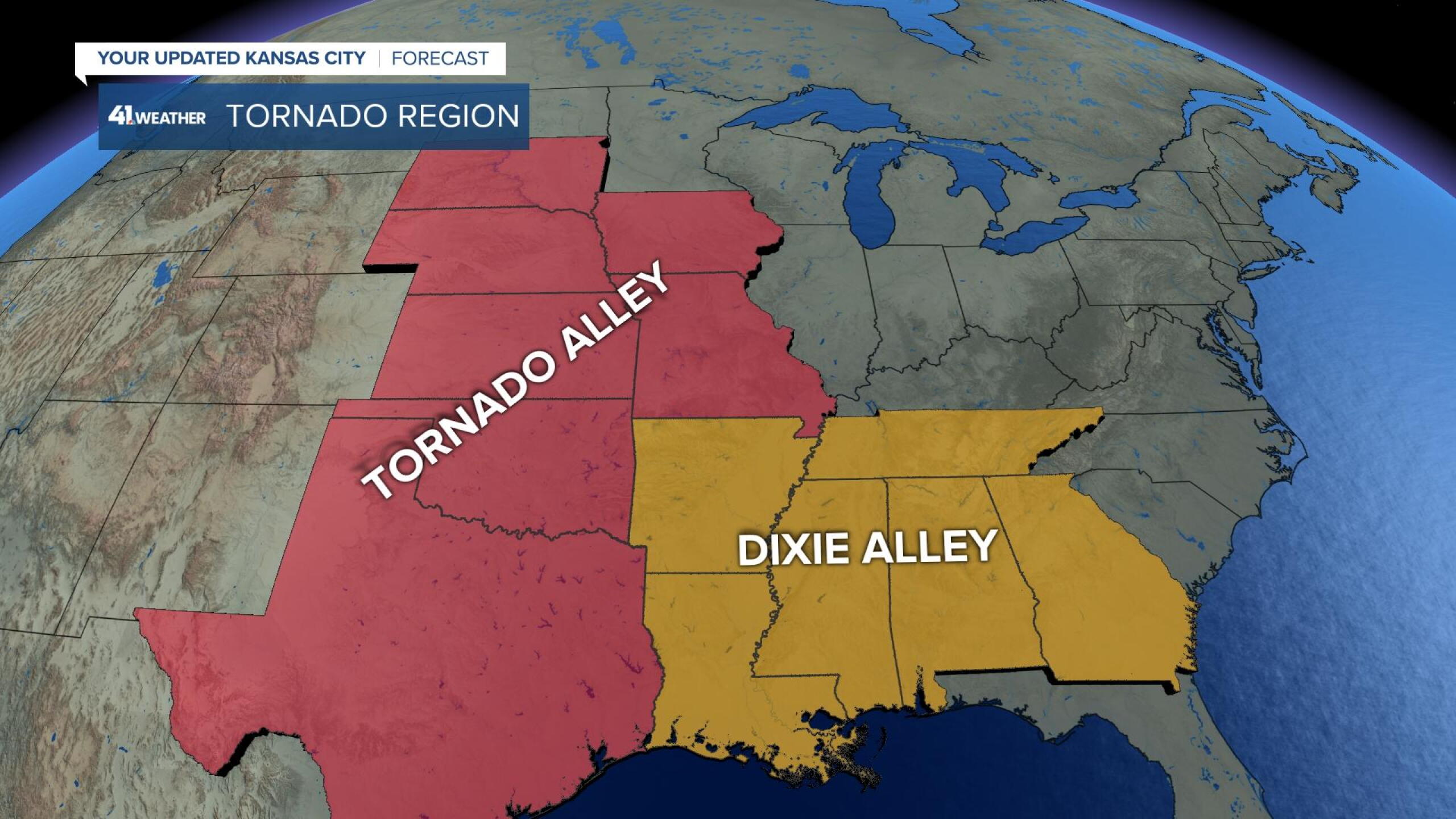 Tornado Alley, Dixie Alley: Last 2 seasons, 20-year average